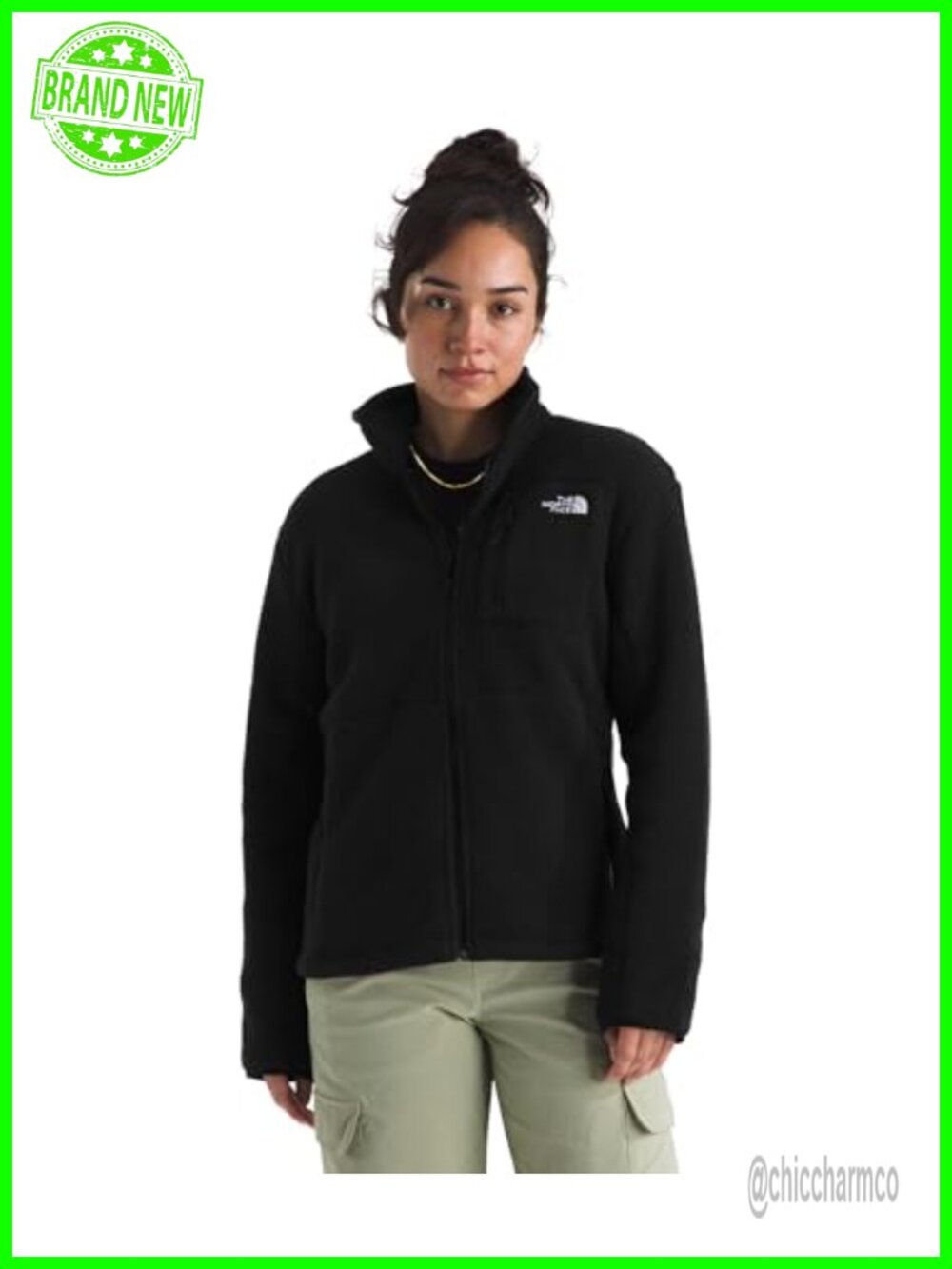 Women's Full Zip Fleece Jacket Lightweight Embroidered Logo Zip Pockets